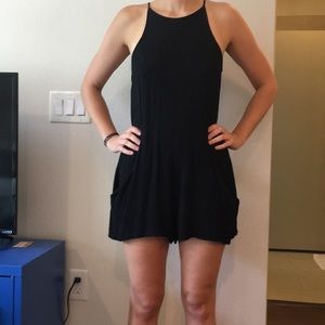 Addeline black romper with pockets